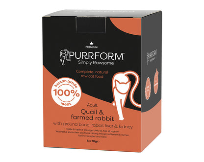SALE - Purrform POUCHES - Quail & Rabbit with Ground Bone 6 x 70g pouches