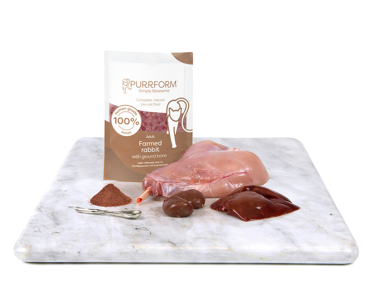 Purrform Farmed Rabbit with Ground Bone - 6 x 70g Pouches - CAT