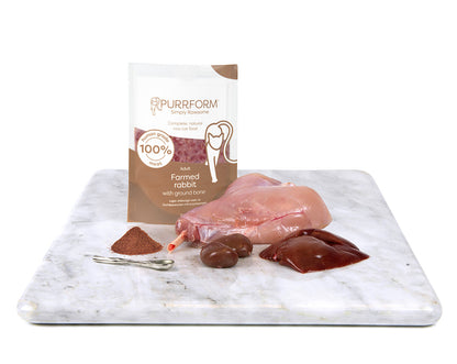 Purrform Farmed Rabbit with Ground Bone - 6 x 70g Pouches - CAT