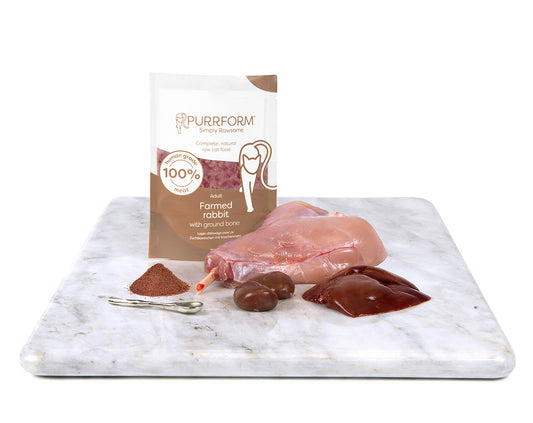 Purrform Farmed Rabbit with Ground Bone - 6 x 70g Pouches - CAT