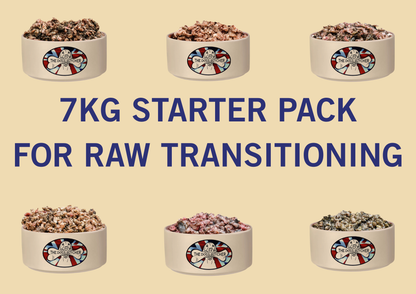 7kg Mince only starter pack, for dogs weighing up to 10kg feeding 2.5% of body weight or higher for pups, please see description for contents