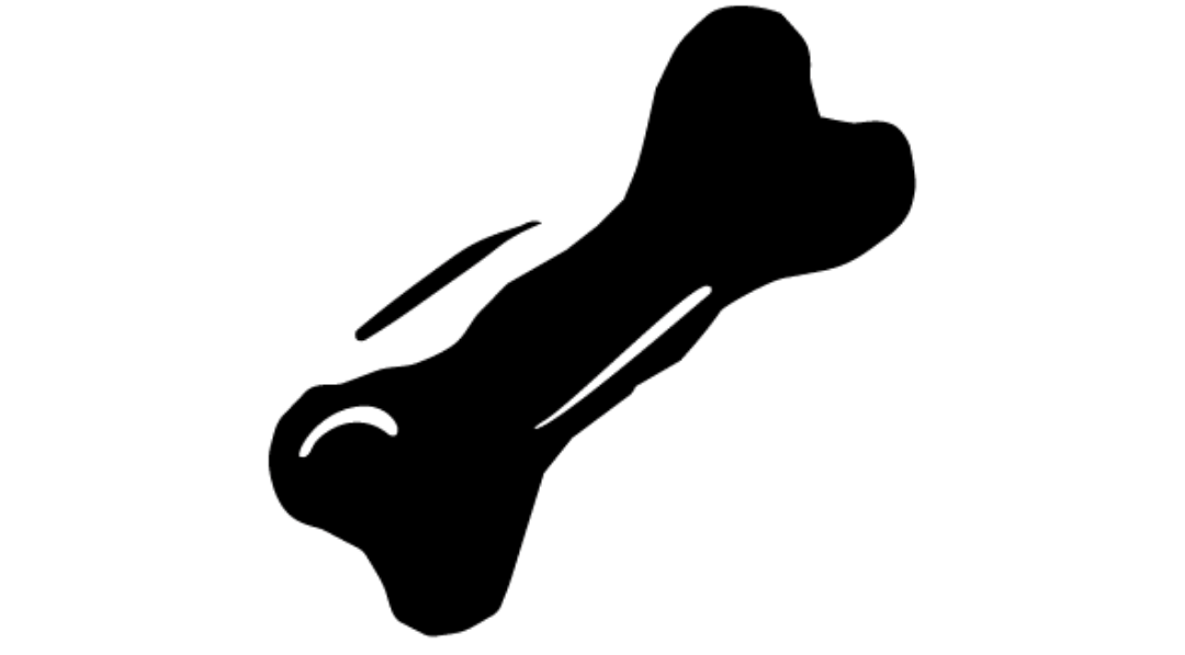 Black bone icon on a transparent background