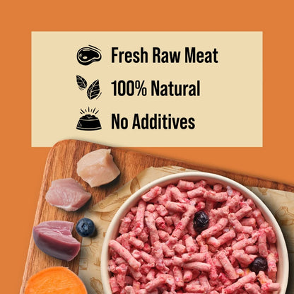 DIBO Free Flow Mince 3 Bird Roast with Pork offal, Sweet Potato and Blueberries 1kg