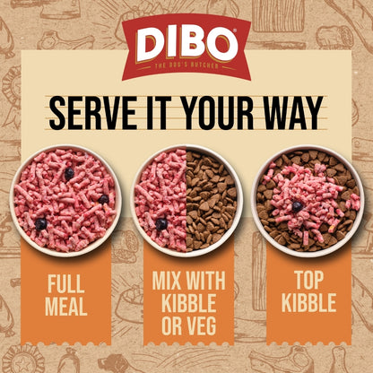 DIBO Free Flow Mince 3 Bird Roast with Pork offal, Sweet Potato and Blueberries 1kg