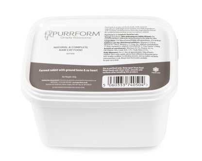 Purrform Rabbit with Ground Bone & Ox Heart 450G - CAT