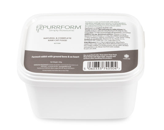 Purrform Rabbit with Ground Bone & Ox Heart 450G - CAT