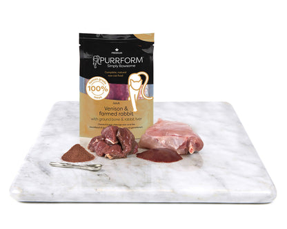Purrform Venison & Farmed Rabbit & Ground Bone with Rabbit Liver - 6 x 70g - CAT