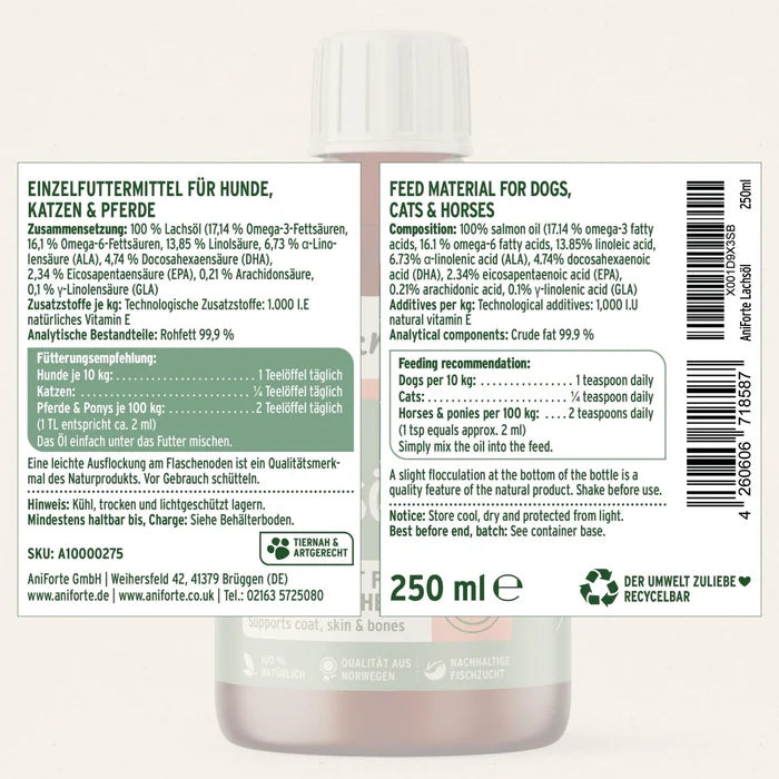 Aniforte Salmon Oil - For Dogs, Cats and Horses