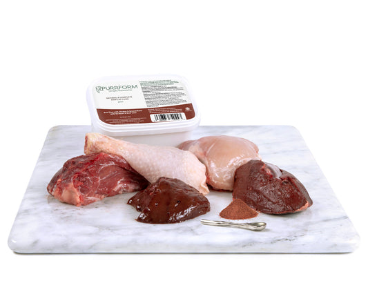 Purrform Beef Trim with Chicken & Ground Bone with Ox Heart & Beef Liver (Adult) 450g TUB - CAT