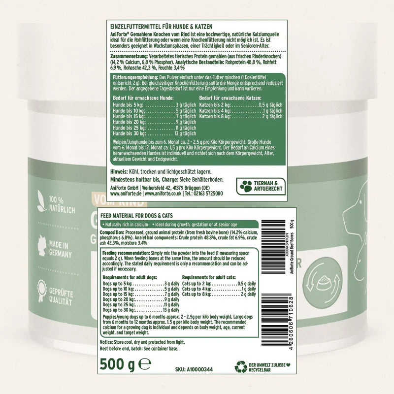 Ground Beef Bones - Natural Calcium Supplement for Dogs & Cats